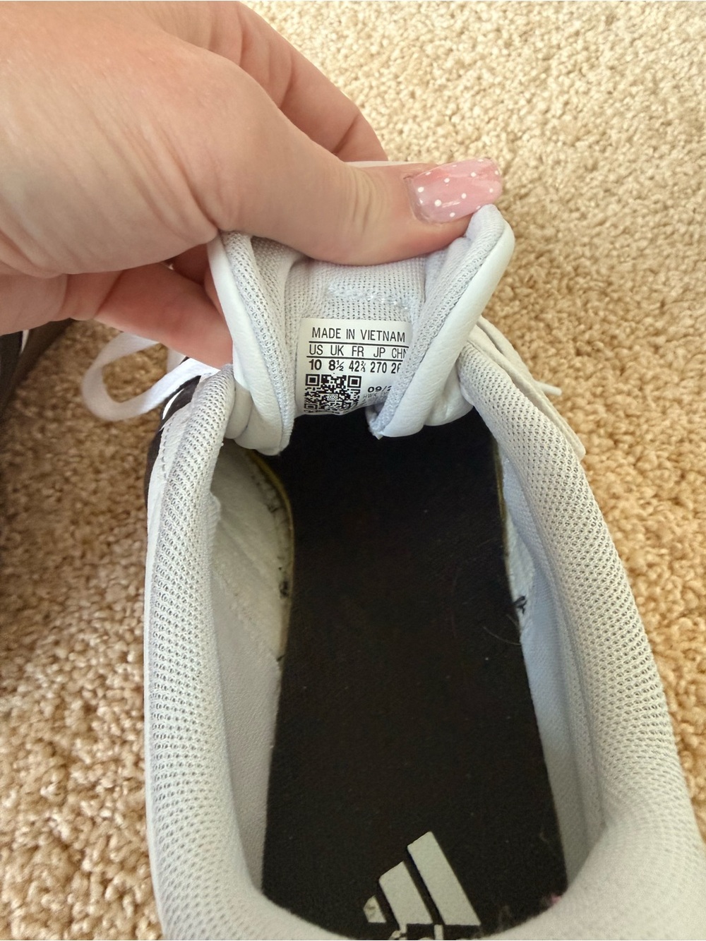 adidas White Athletic Sneakers with Black Insole Branding - Picture 3 of 4